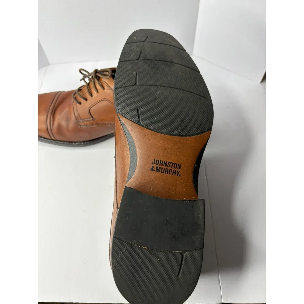 Johnston & Murphy Mens Tan Leather Cap Toe Oxford Dress Shoes‎ 20-1276 Size 12M